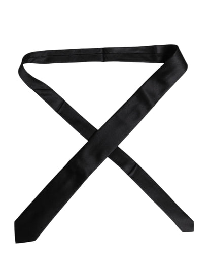 Dolce &amp; Gabbana Herren Krawatte, einfarbig, Seide, verstellbar, Schwarz