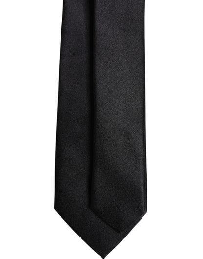 Dolce &amp; Gabbana Herren Krawatte, einfarbig, Seide, verstellbar, Schwarz