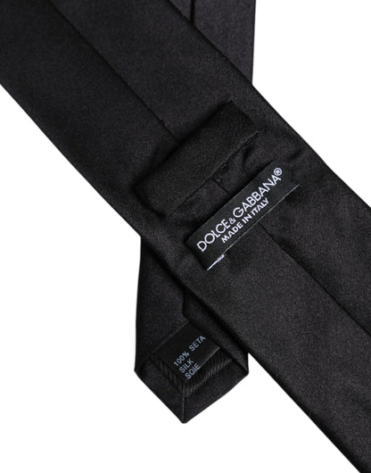 Dolce &amp; Gabbana Herren Krawatte, einfarbig, Seide, verstellbar, Schwarz