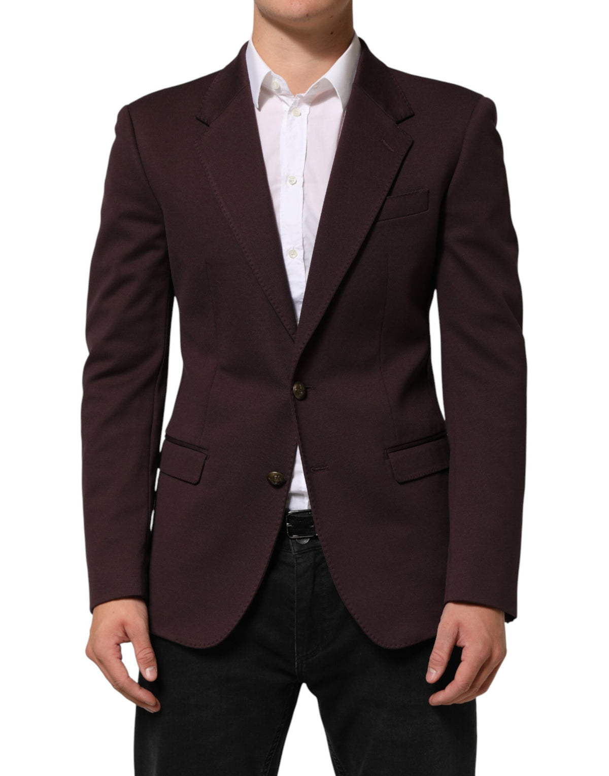 Dolce &amp; Gabbana – Kastanienbrauner Anzugsjacken-Blazer aus Baumwolle mit 2 Knöpfen