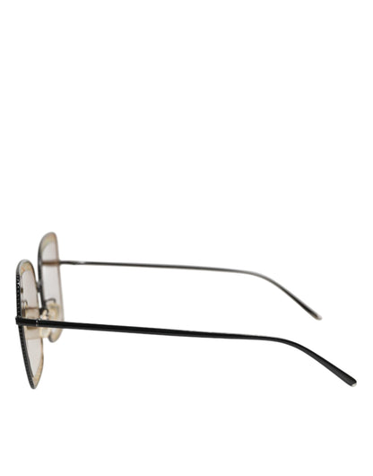 Dolce &amp; Gabbana DG2225 Sonnenbrille mit Spitzenrahmen in Schwarz und Gold mit braunem Farbverlauf