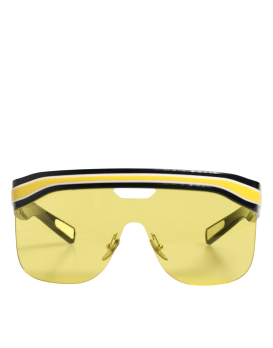 Dolce &amp; Gabbana DG6162 Shield Schwarz Gelb Weiß Polyamid Sonnenbrille