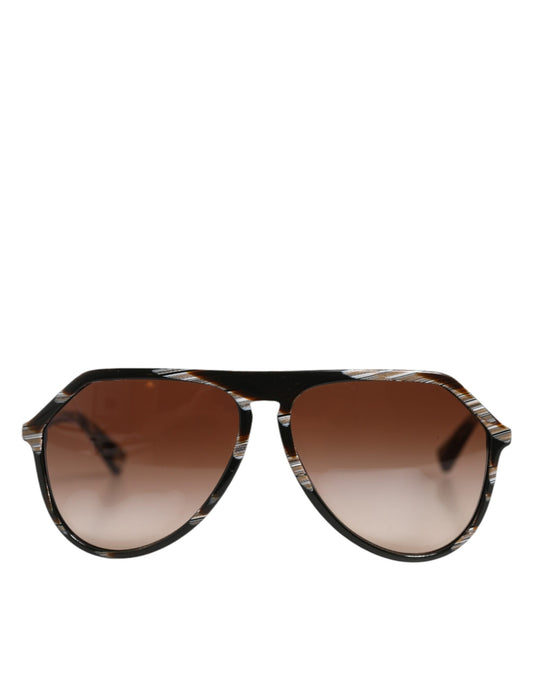 Dolce &amp; Gabbana – Modifizierte Pilotensonnenbrille aus gestreiftem braunem Acetat mit Farbverlauf