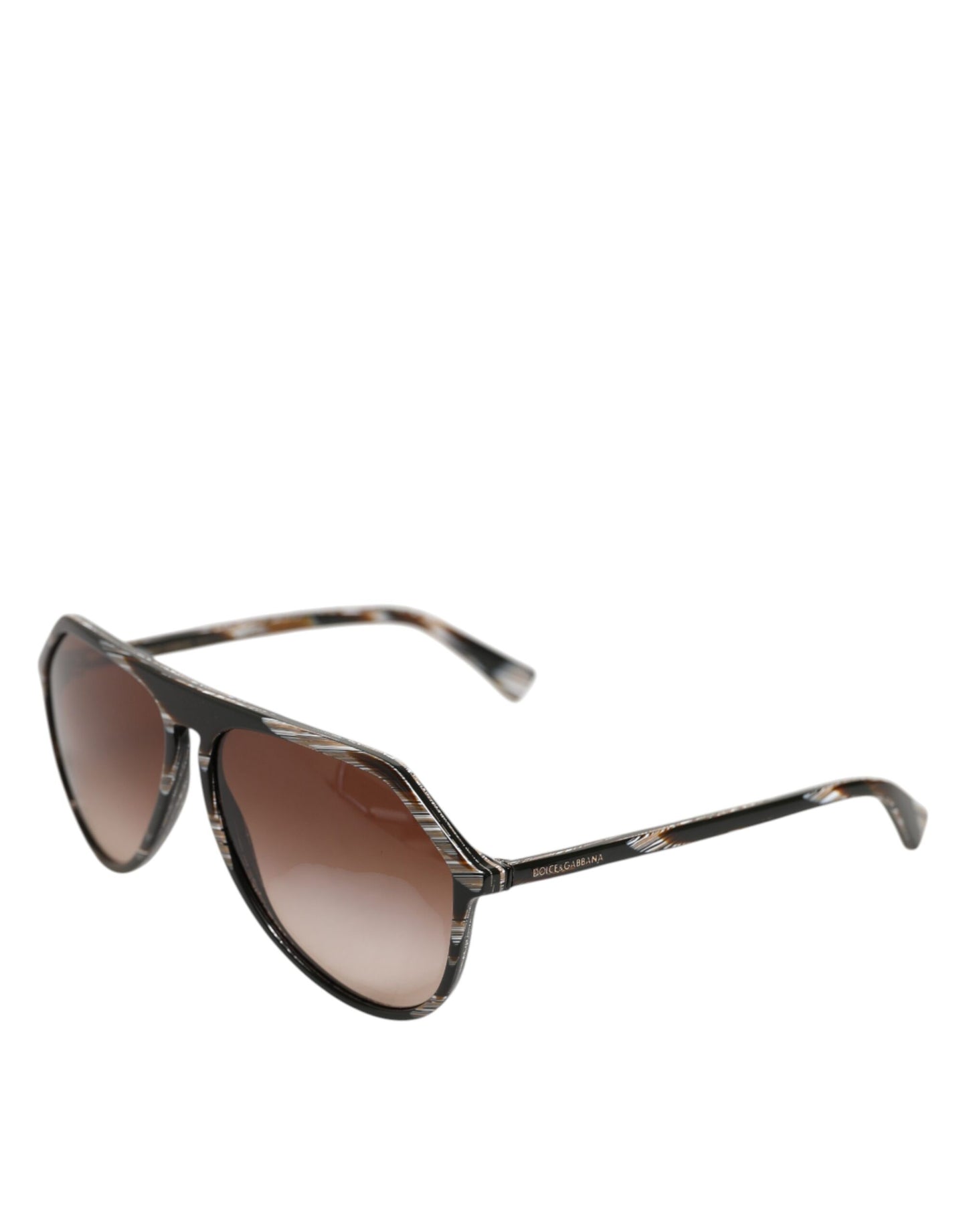 Dolce &amp; Gabbana – Modifizierte Pilotensonnenbrille aus gestreiftem braunem Acetat mit Farbverlauf