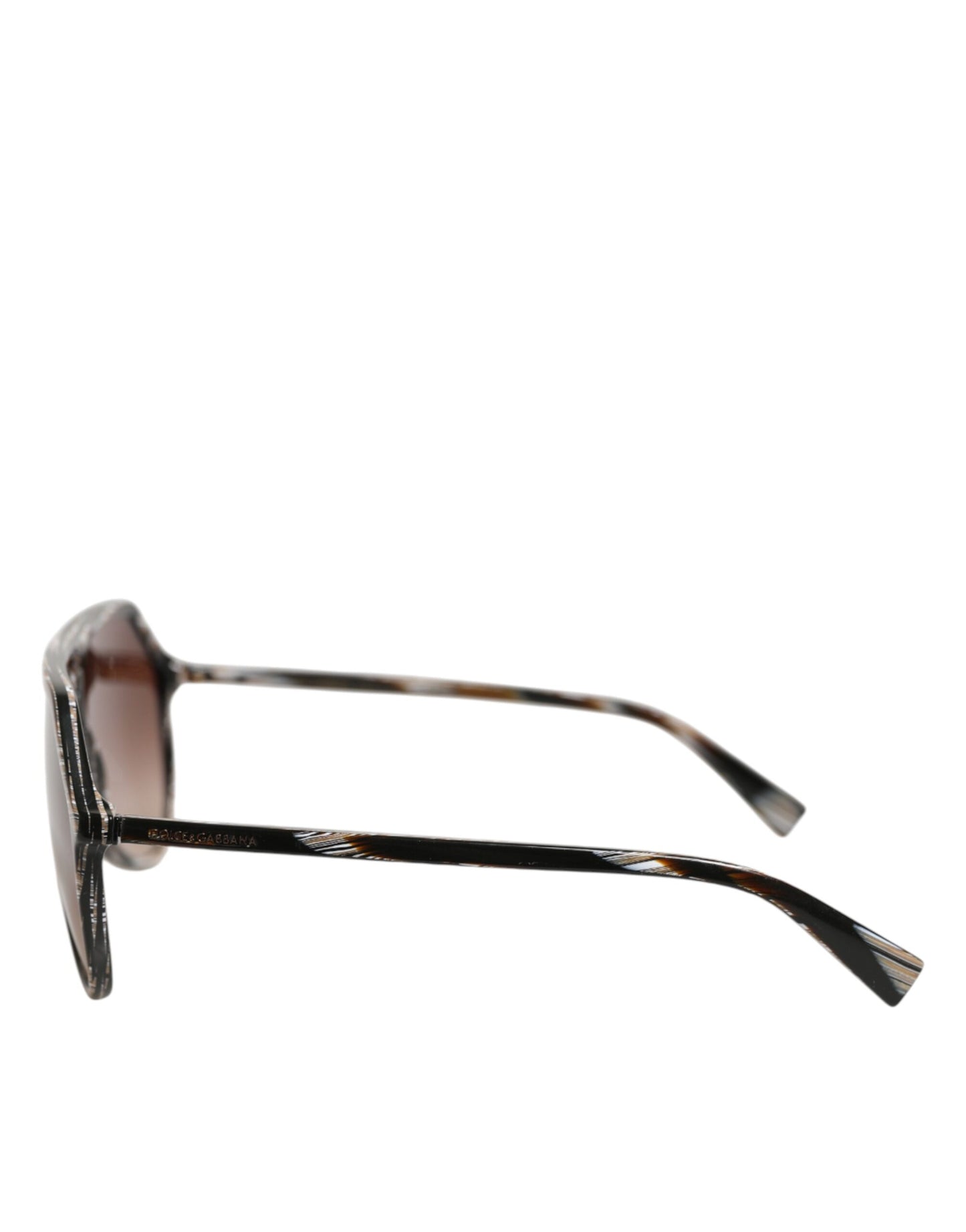 Dolce &amp; Gabbana – Modifizierte Pilotensonnenbrille aus gestreiftem braunem Acetat mit Farbverlauf