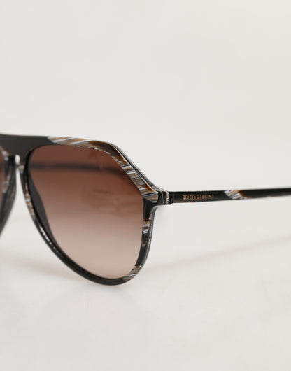 Dolce &amp; Gabbana – Modifizierte Pilotensonnenbrille aus gestreiftem braunem Acetat mit Farbverlauf