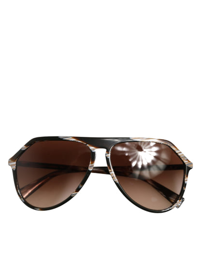 Dolce &amp; Gabbana – Modifizierte Pilotensonnenbrille aus gestreiftem braunem Acetat mit Farbverlauf