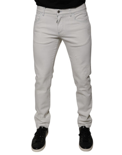 Dolce &amp; Gabbana Weiße Skinny-Jeans aus Baumwollstretch für Herren