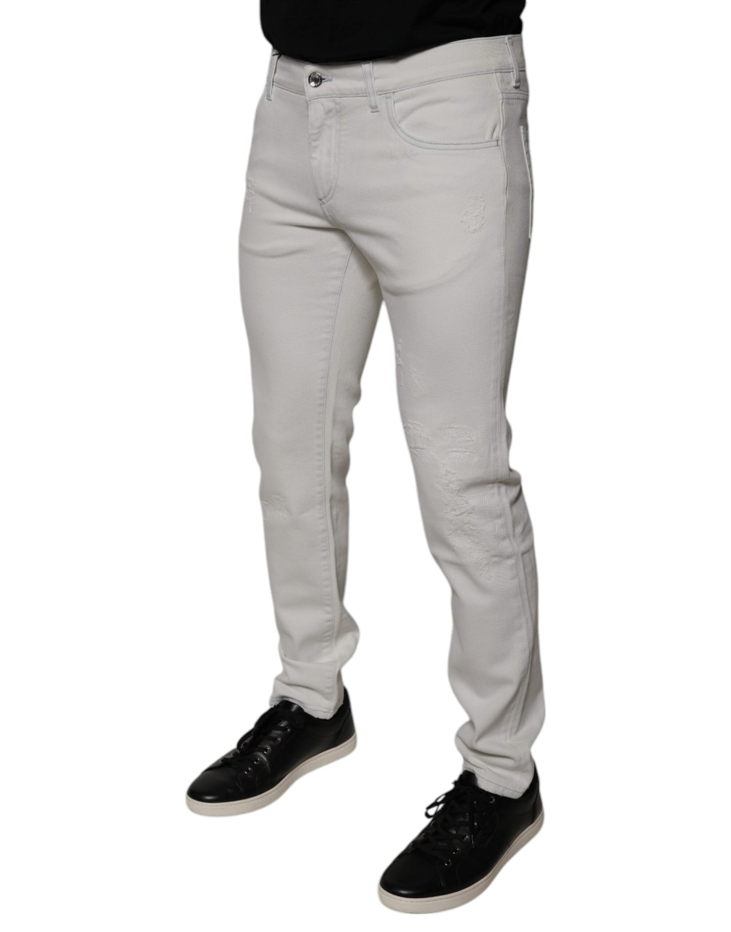 Dolce &amp; Gabbana Weiße Skinny-Jeans aus Baumwollstretch für Herren