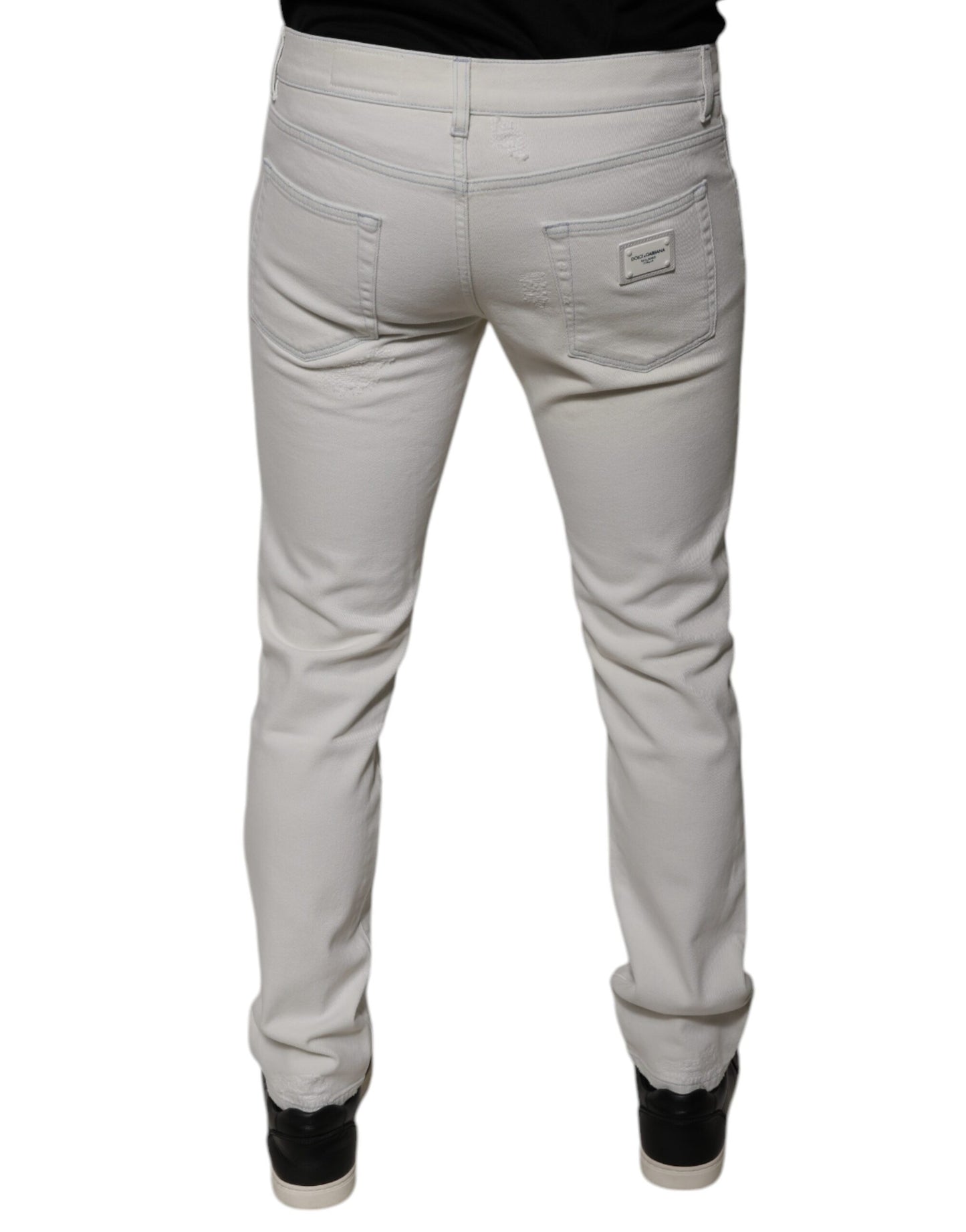 Dolce &amp; Gabbana Weiße Skinny-Jeans aus Baumwollstretch für Herren