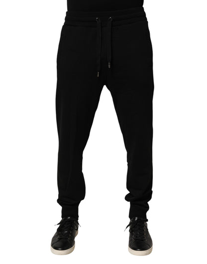 Dolce &amp; Gabbana – Schwarze Jogginghose aus Baumwolle mit DG-Logo