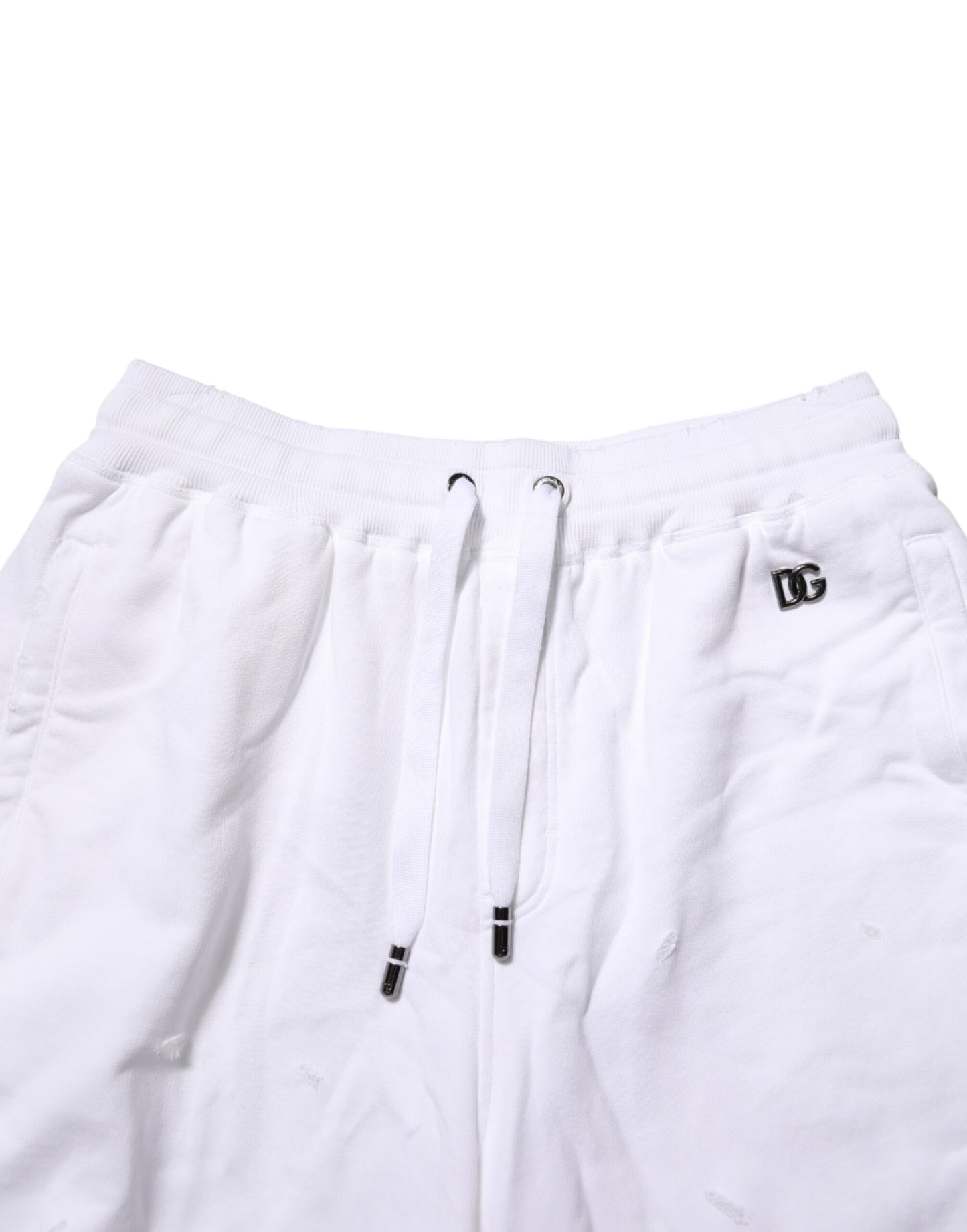 Dolce &amp; Gabbana – Weiße Bermudashorts aus Baumwolle im Used-Look für Herren