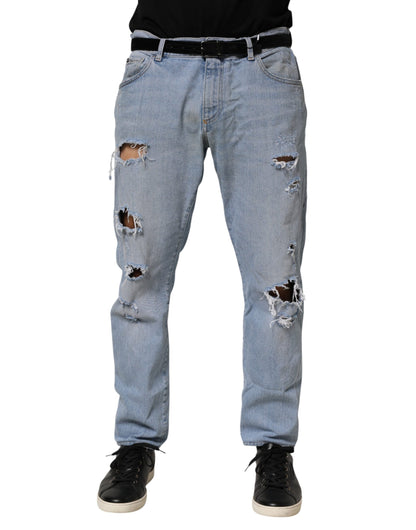 Dolce &amp; Gabbana – Slim-Fit-Jeans aus Baumwolle im Used-Look in Blau