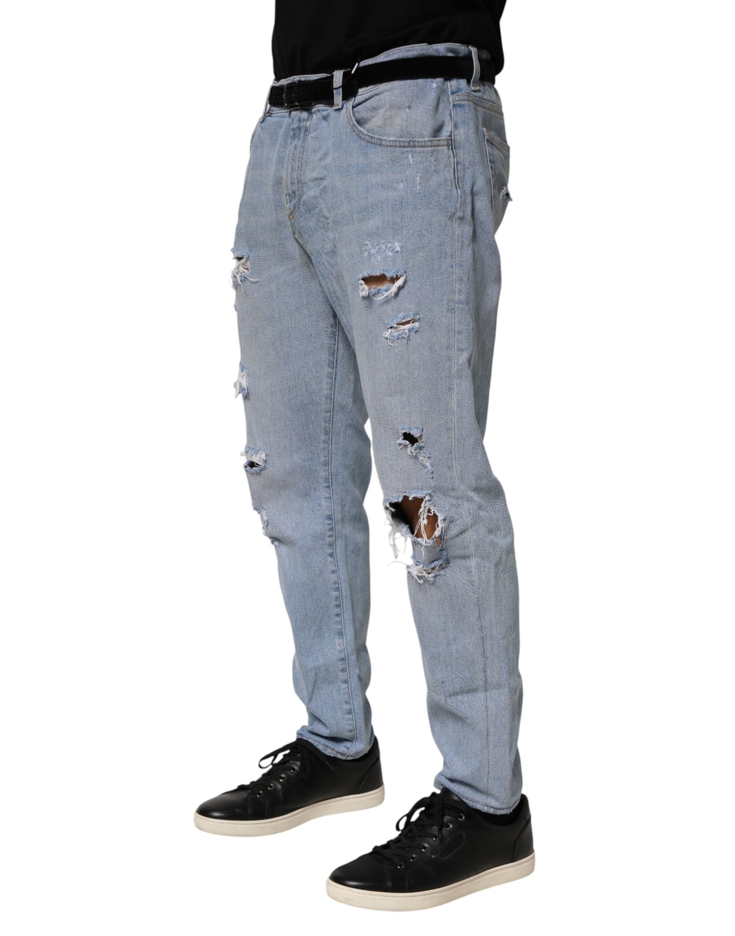Dolce &amp; Gabbana – Slim-Fit-Jeans aus Baumwolle im Used-Look in Blau