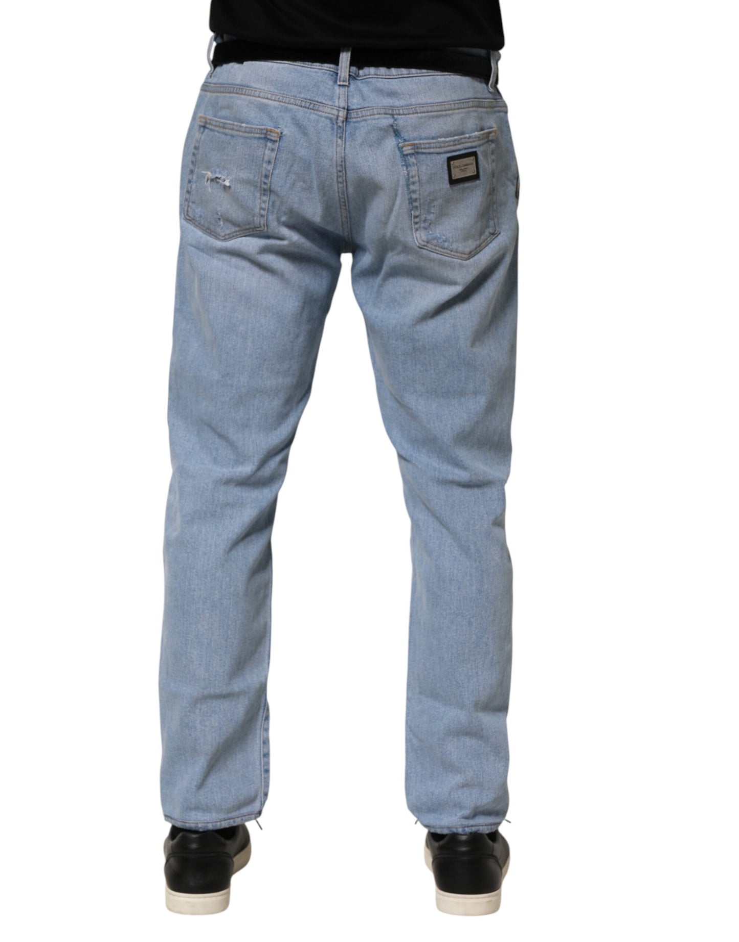 Dolce &amp; Gabbana – Slim-Fit-Jeans aus Baumwolle im Used-Look in Blau