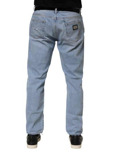 Dolce &amp; Gabbana – Slim-Fit-Jeans aus Baumwolle im Used-Look in Blau