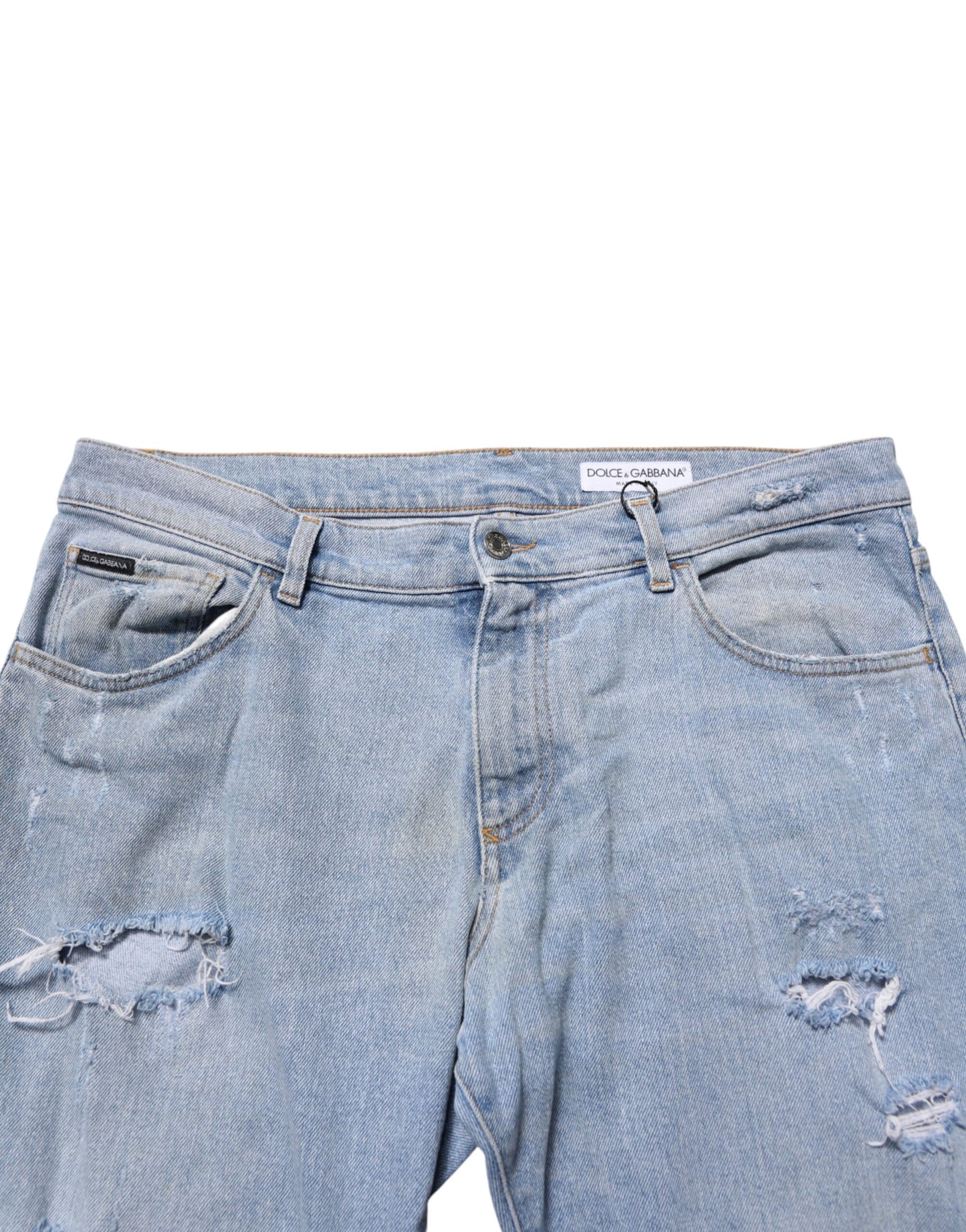 Dolce &amp; Gabbana – Slim-Fit-Jeans aus Baumwolle im Used-Look in Blau