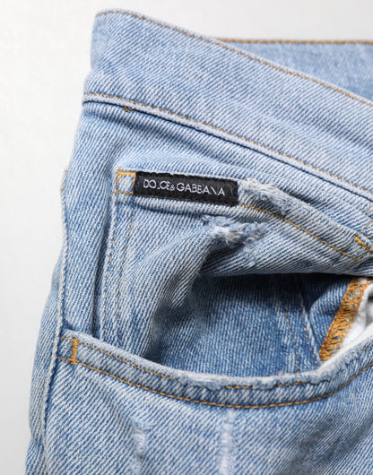 Dolce &amp; Gabbana – Slim-Fit-Jeans aus Baumwolle im Used-Look in Blau