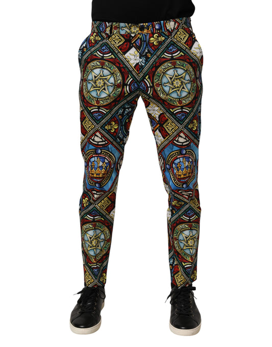 Dolce &amp; Gabbana – Mehrfarbige Herrenhose im Buntglasfenster-Stil