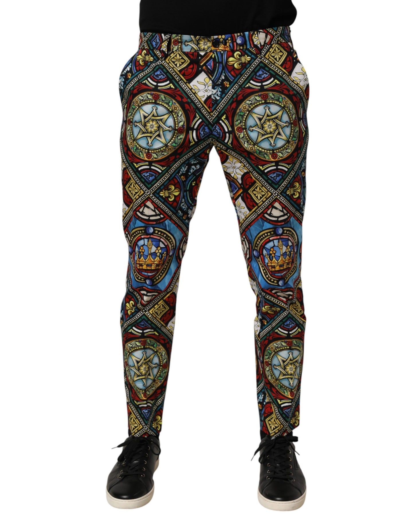 Dolce &amp; Gabbana – Mehrfarbige Herrenhose im Buntglasfenster-Stil