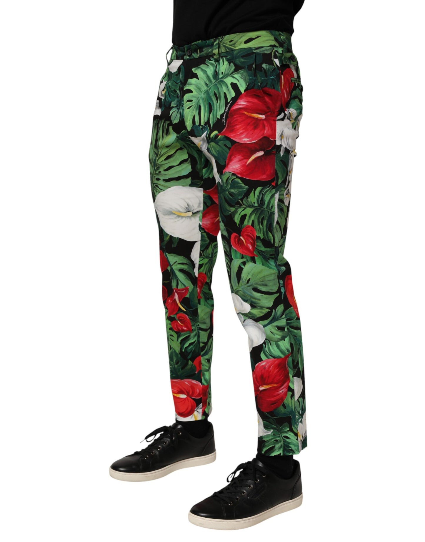 Dolce &amp; Gabbana – Karottenhose aus Baumwolle mit mehrfarbigem Blumendruck