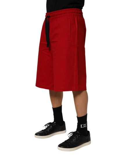 Dolce &amp; Gabbana – Rote Bermudahose aus Baumwolle mit mittlerer Taille und Kordelzug