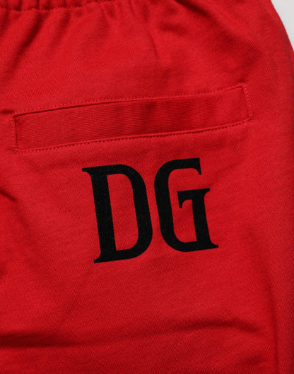 Dolce &amp; Gabbana – Rote Bermudahose aus Baumwolle mit mittlerer Taille und Kordelzug