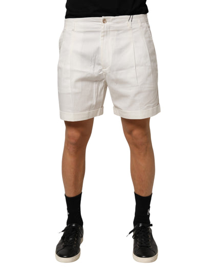 Dolce &amp; Gabbana – Weiße Bermudashorts aus Baumwolle mit mittlerer Taille für Herren