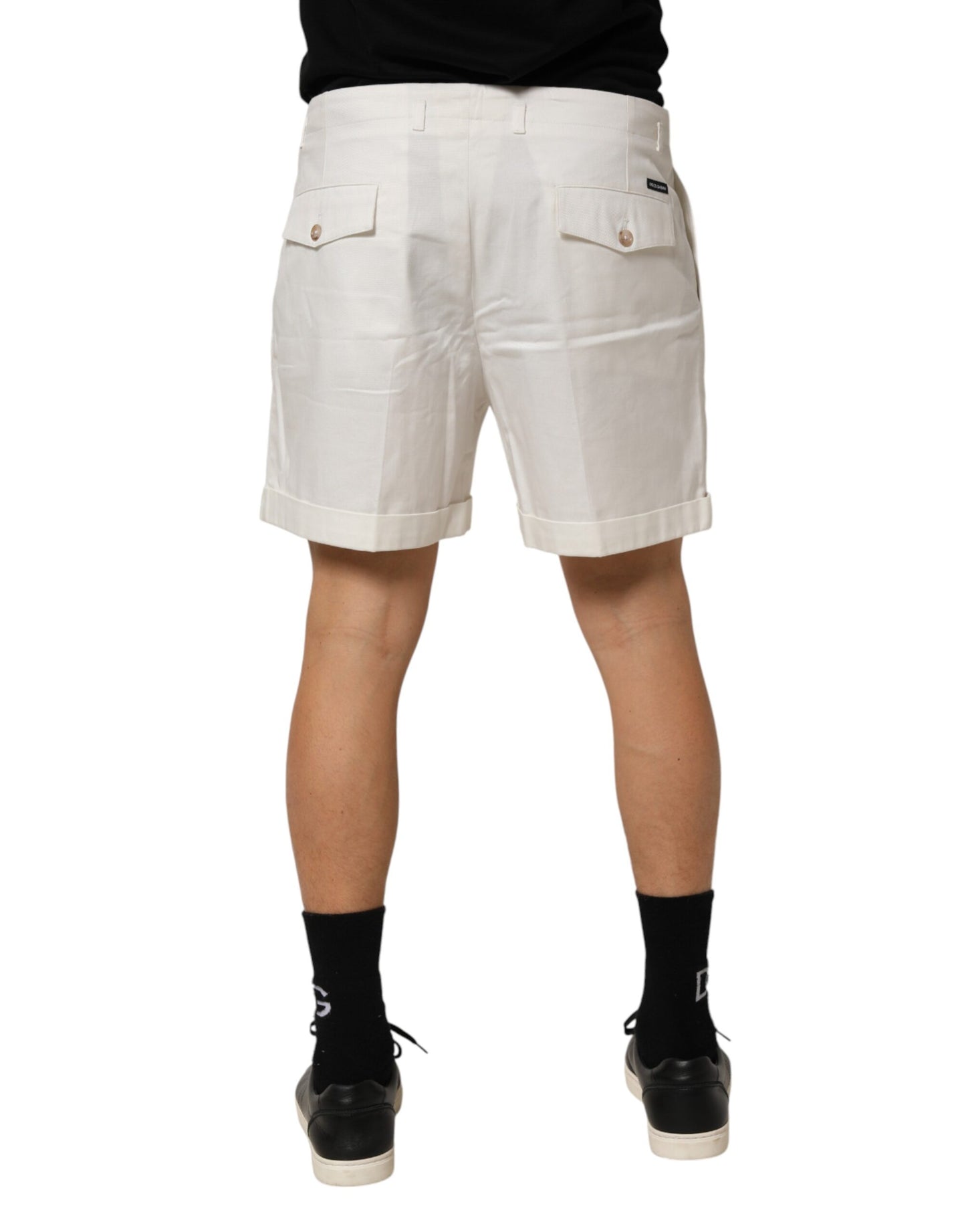 Dolce &amp; Gabbana – Weiße Bermudashorts aus Baumwolle mit mittlerer Taille für Herren