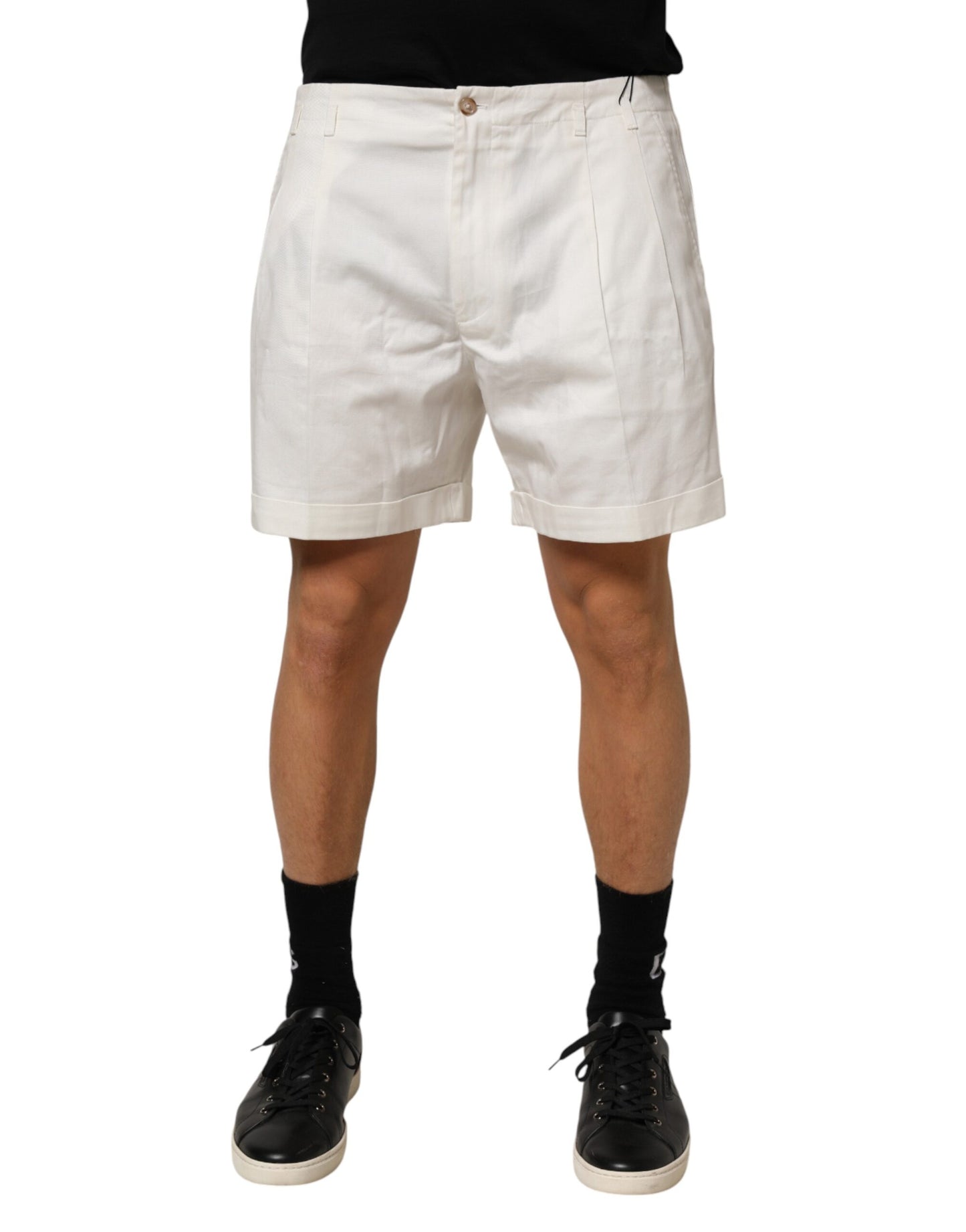 Dolce &amp; Gabbana – Weiße Bermudashorts aus Baumwolle mit mittlerer Taille für Herren