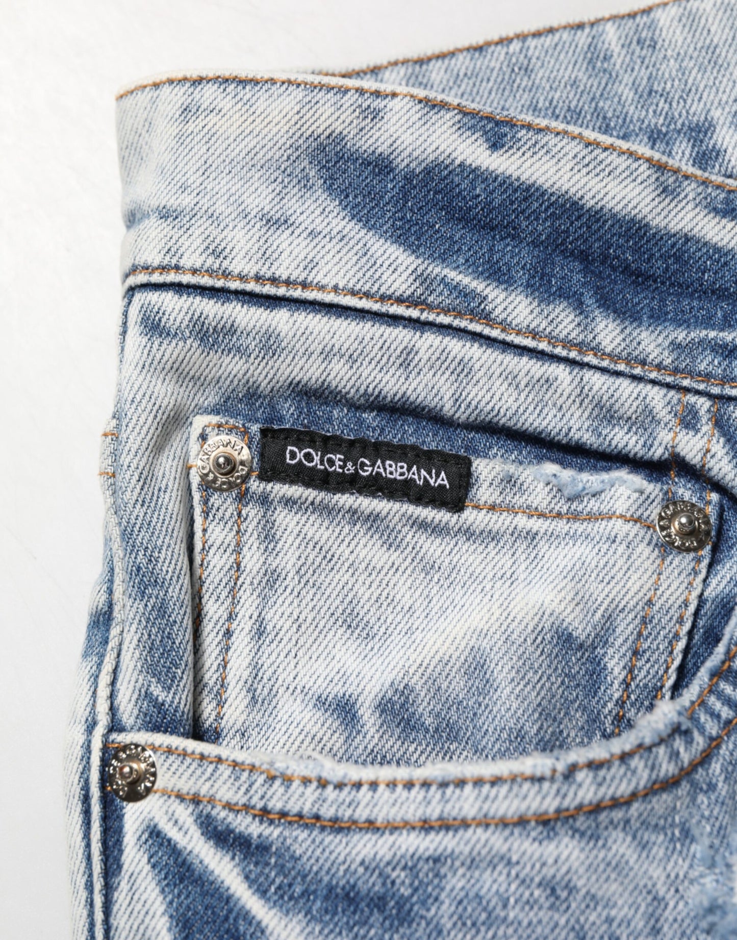 Dolce & Gabbana Blue Tattered Cotton Slim Fit Men Denim Jeans