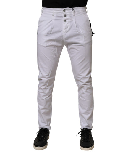Daniele Alessandrini White Cotton Stretch Slim Fit Denim Jeans