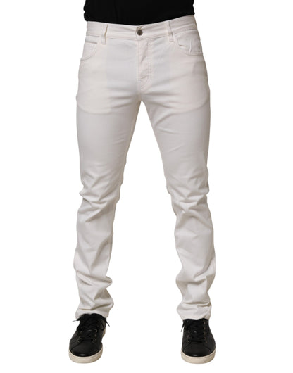 Prada White Mid Waist Skinny Fit Denim Casual Trouser Jeans