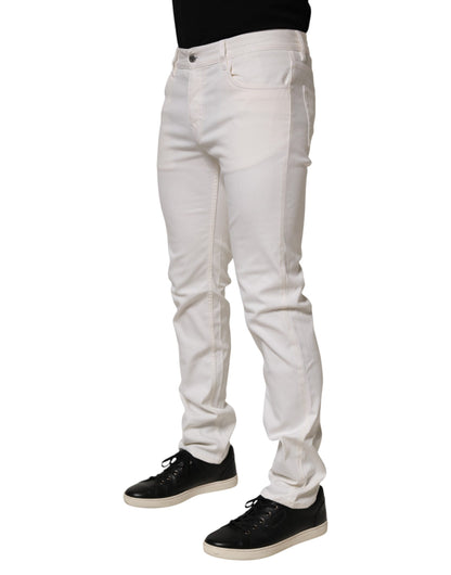 Prada White Mid Waist Skinny Fit Denim Casual Trouser Jeans