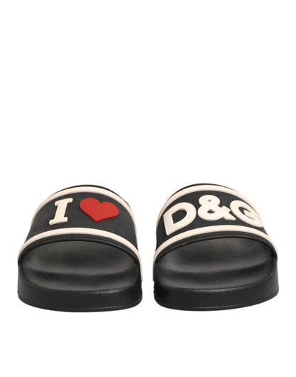 Dolce &amp; Gabbana Schwarze Gummi-Sandalen, Strandschuhe