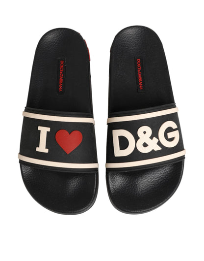 Dolce &amp; Gabbana Schwarze Gummi-Sandalen, Strandschuhe