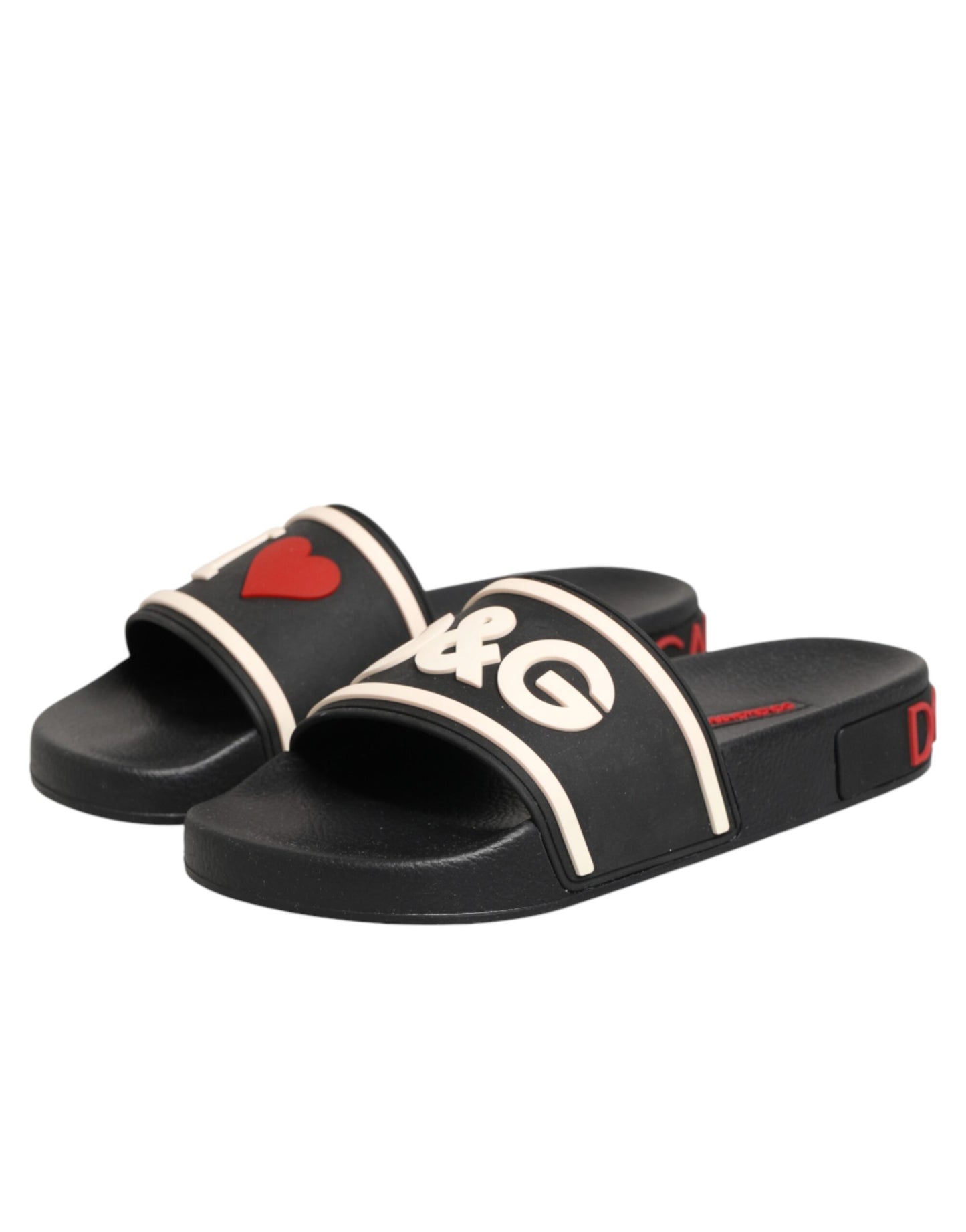 Dolce &amp; Gabbana Schwarze Gummi-Sandalen, Strandschuhe