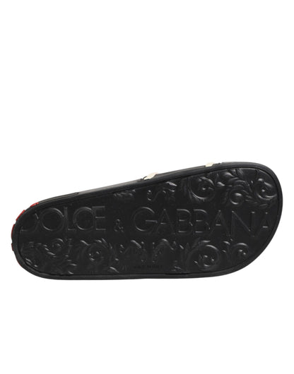 Dolce &amp; Gabbana Schwarze Gummi-Sandalen, Strandschuhe