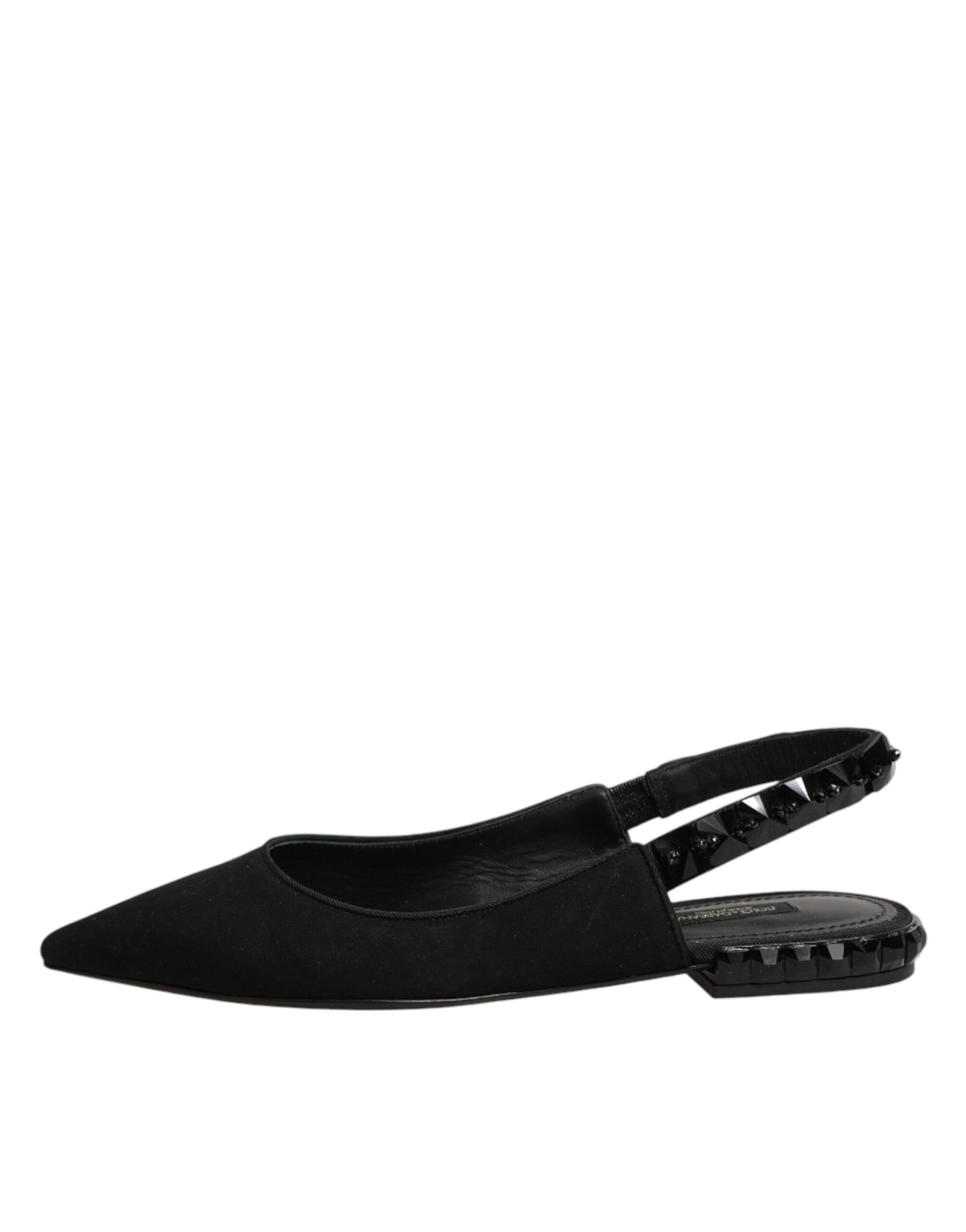 Dolce &amp; Gabbana – Schwarze Slingback-Schuhe aus Charmeuse mit Kristallen