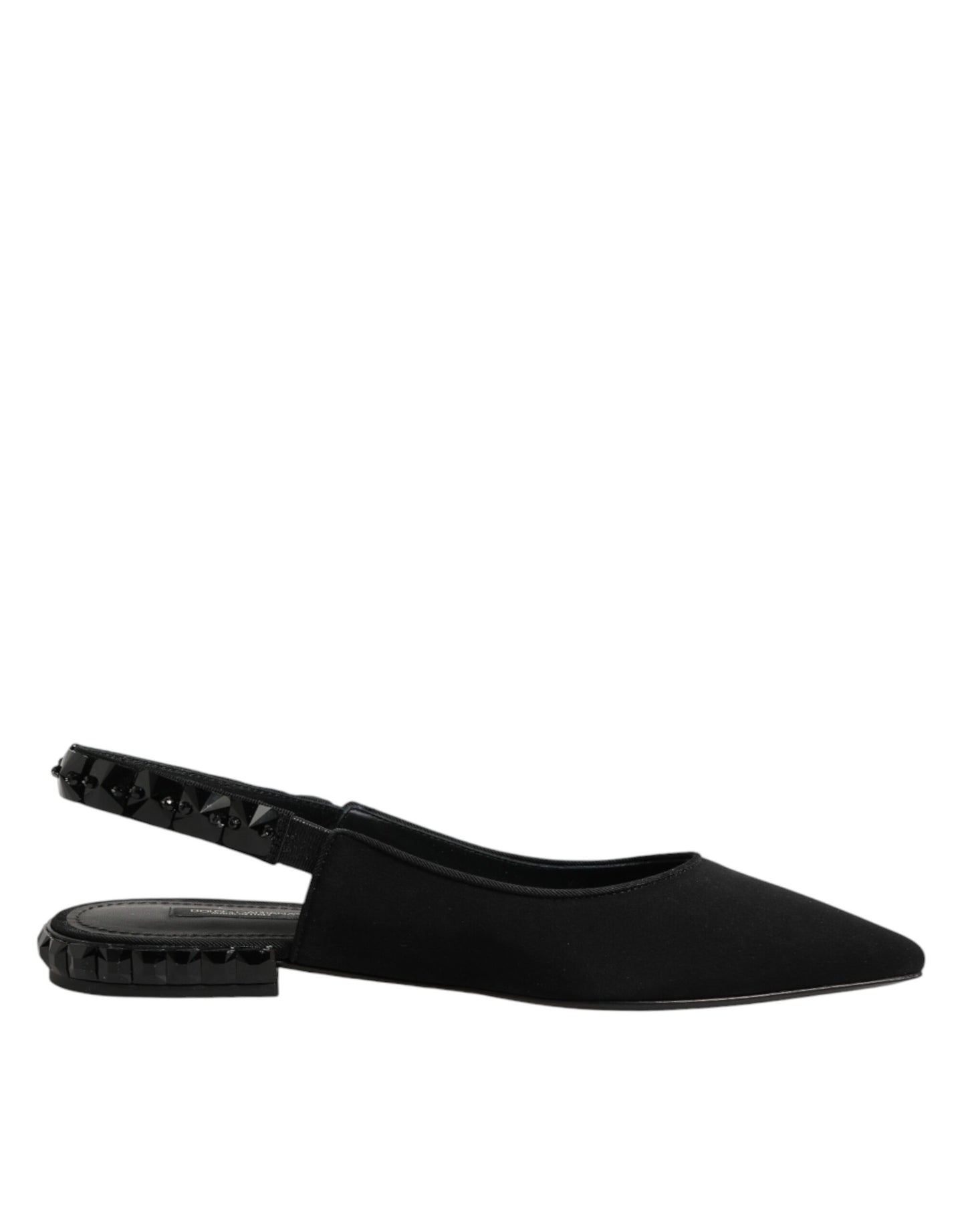 Dolce &amp; Gabbana – Schwarze Slingback-Schuhe aus Charmeuse mit Kristallen