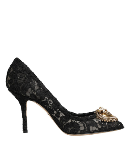 Dolce & Gabbana Black Taormina Lace DEVOTION Pumps Shoes