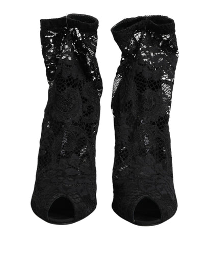 Dolce &amp; Gabbana – Schwarze Taormina-Stiefel mit Stretch-Spitze