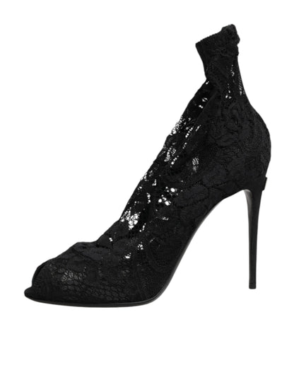 Dolce &amp; Gabbana – Schwarze Taormina-Stiefel mit Stretch-Spitze
