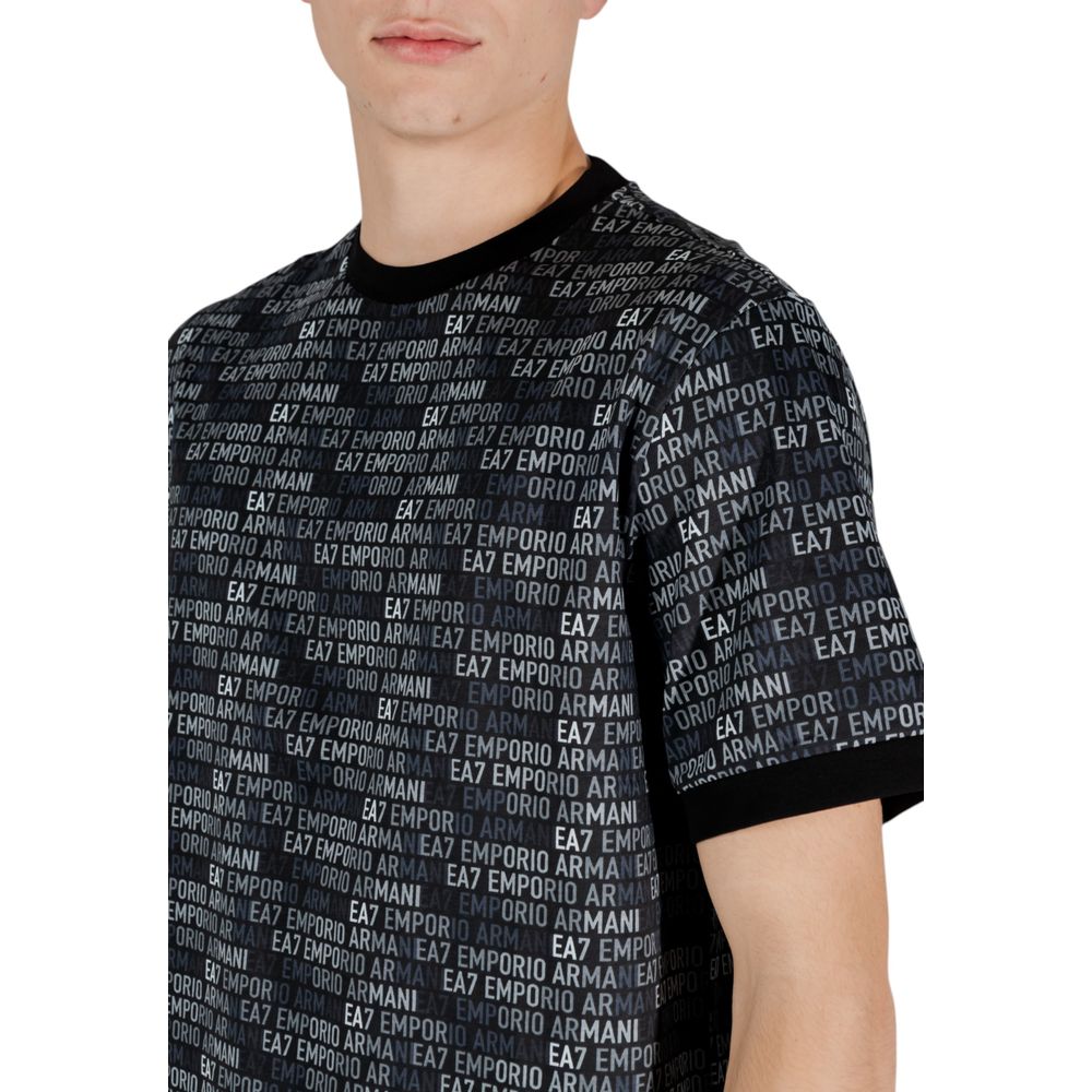 EA7 Emporio Armani Schwarzes Baumwoll-T-Shirt