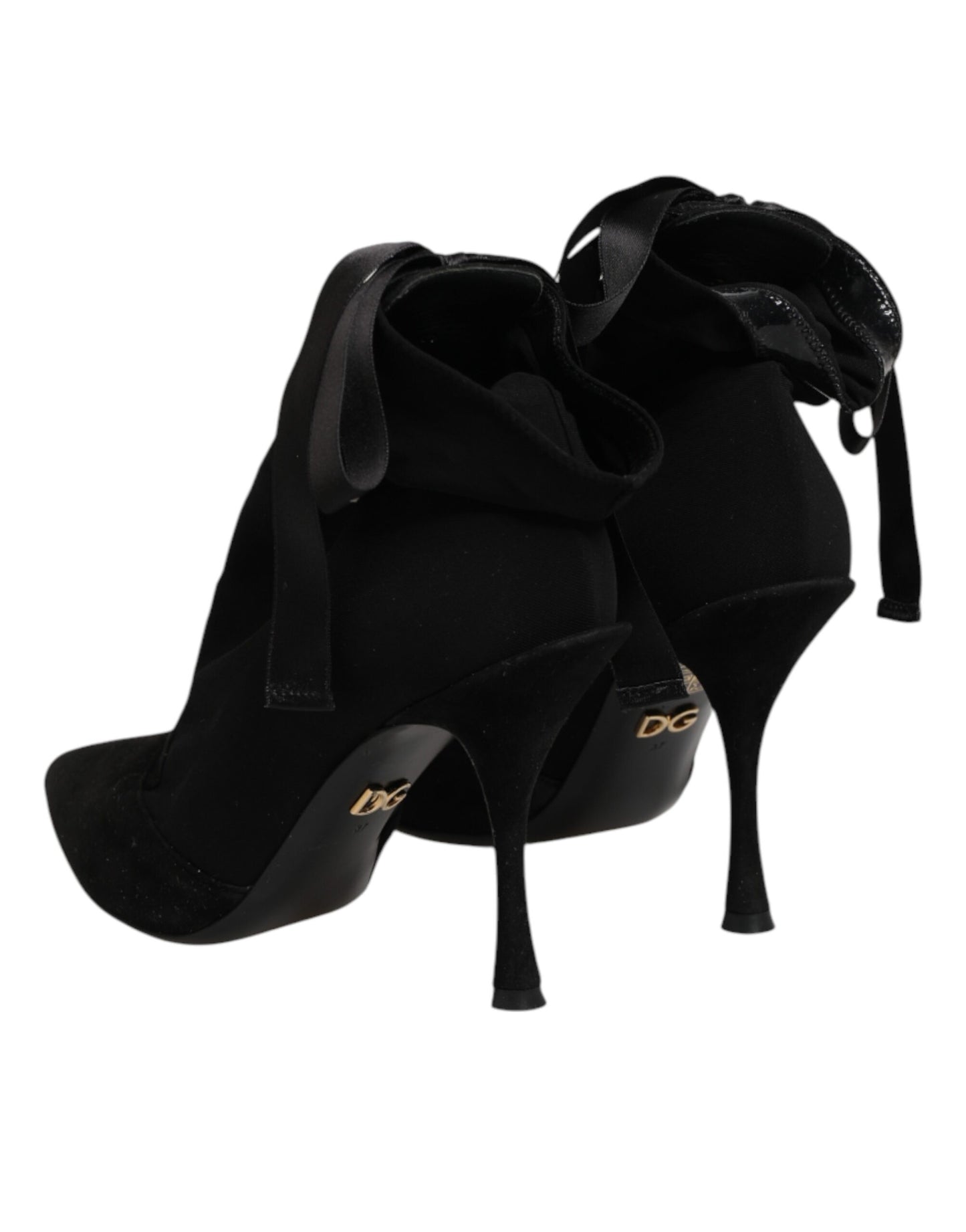 Dolce &amp; Gabbana Schwarze Stiletto-Absätze Schnürstiefel Schuhe