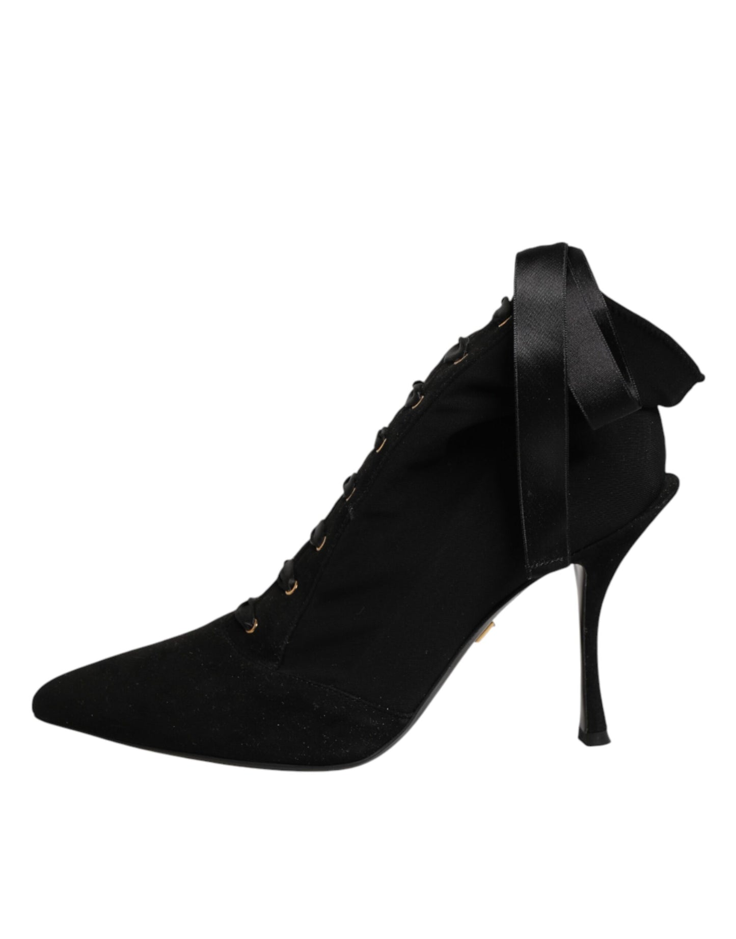 Dolce &amp; Gabbana Schwarze Stiletto-Absätze Schnürstiefel Schuhe
