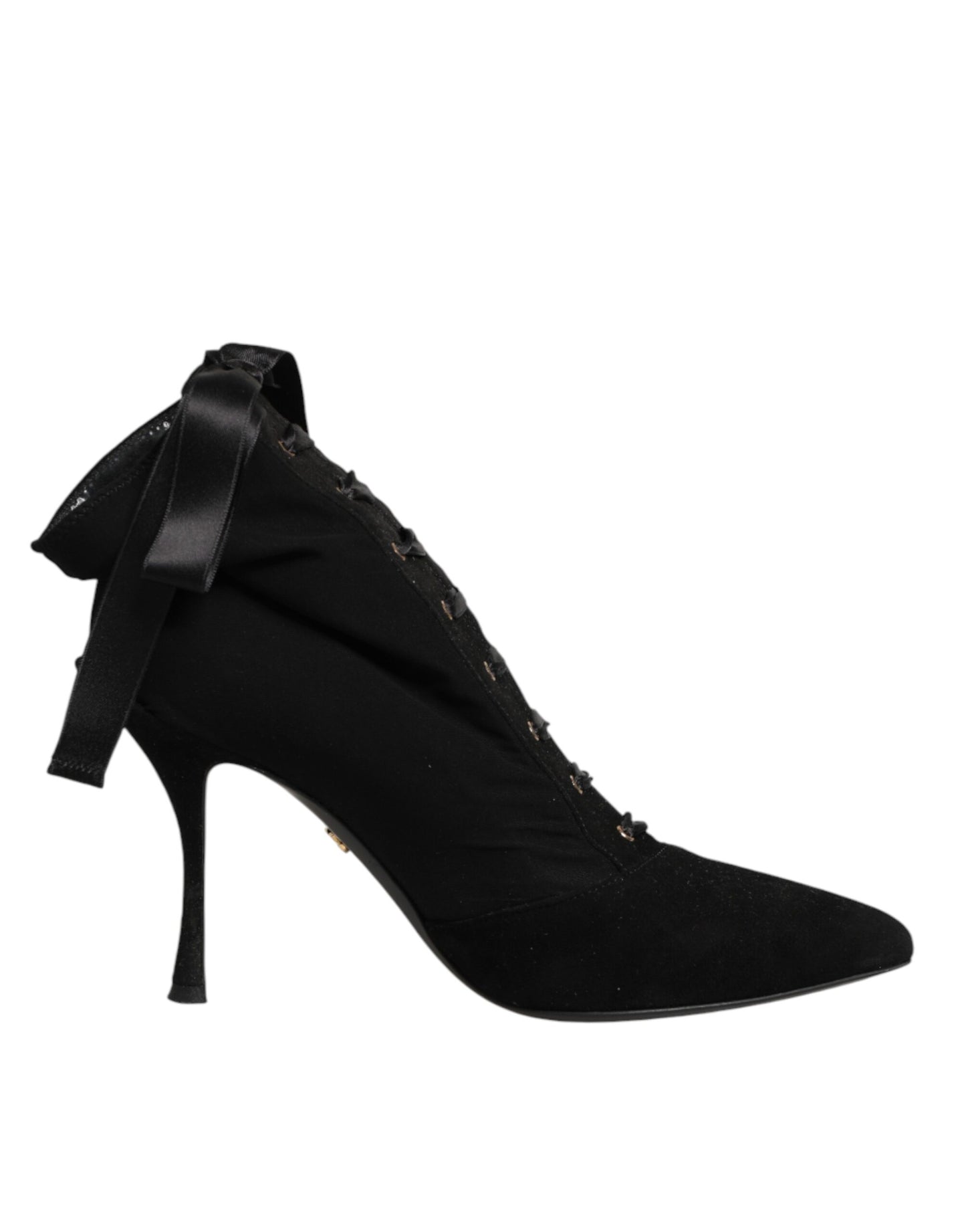 Dolce &amp; Gabbana Schwarze Stiletto-Absätze Schnürstiefel Schuhe