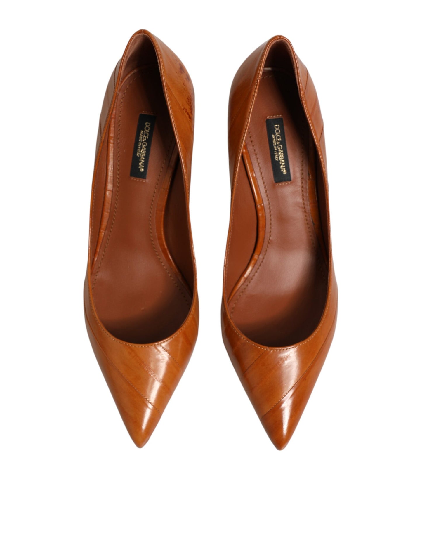 Dolce &amp; Gabbana – Pumps aus braunem Leder mit Kitten Heels