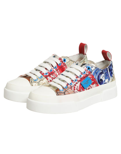 Dolce &amp; Gabbana Mehrfarbige Patchwork Low Top Sneakers Schuhe