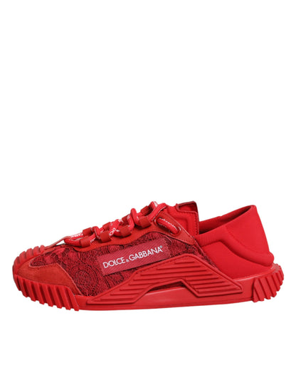 Dolce & Gabbana Red Logo Lace Low Top NS1 Sneakers Shoes